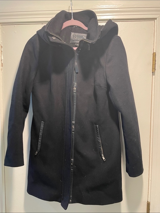 Mackage Other - Mackage Montreal Black Hooded Wool Cashmere Leather Trim Coat